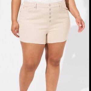 Torrid High Waist Plus Size Shorts - Cream